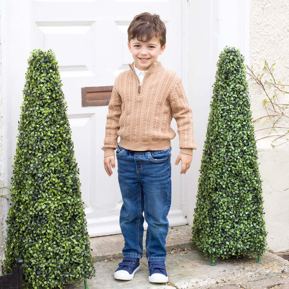 Half-zip Cable Knit Sweater, Brown
