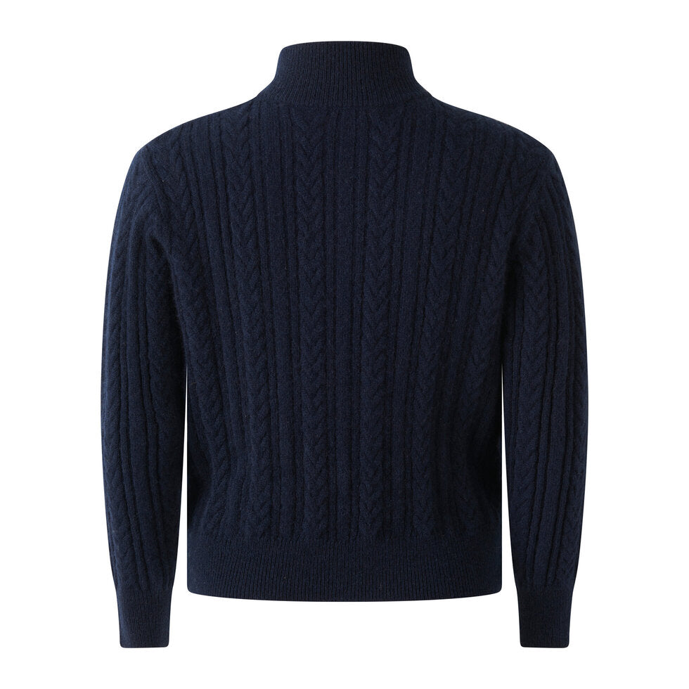 Navy Cashmere Half Zip Sweater