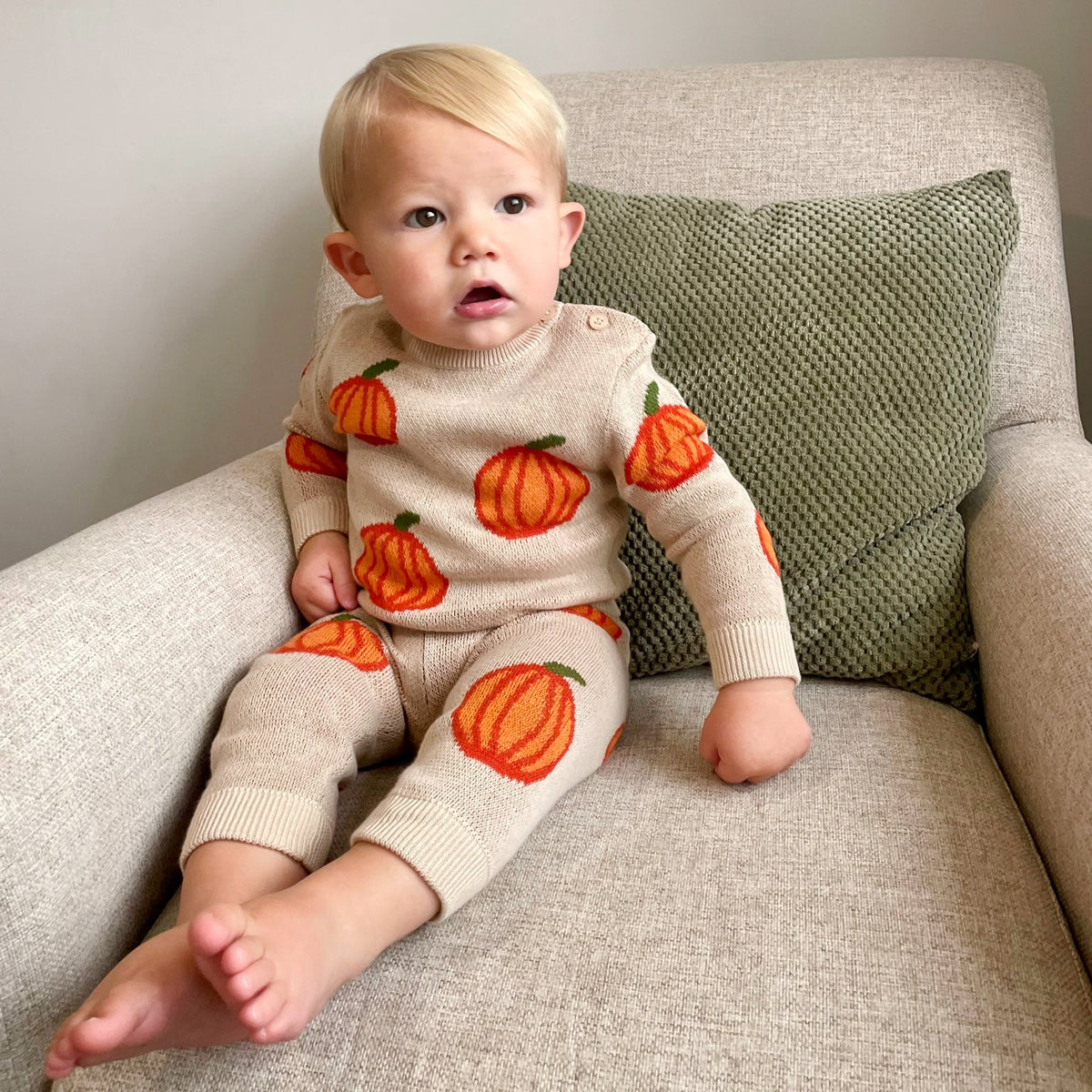 Pumpkin Knit Sweater and Leggings Set