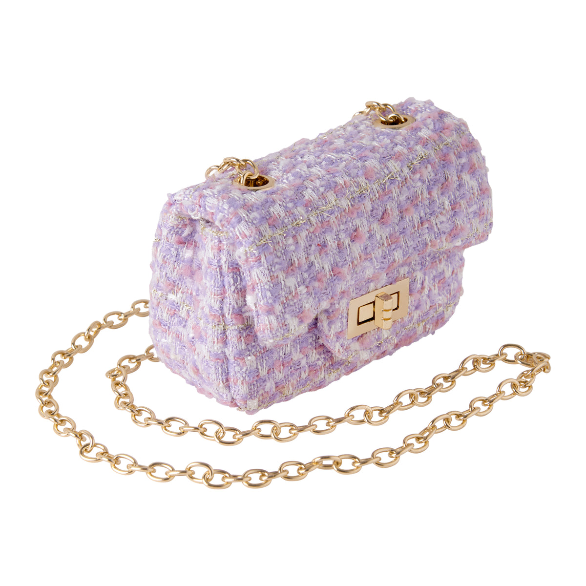 Purple Tweed Cross Body Bag