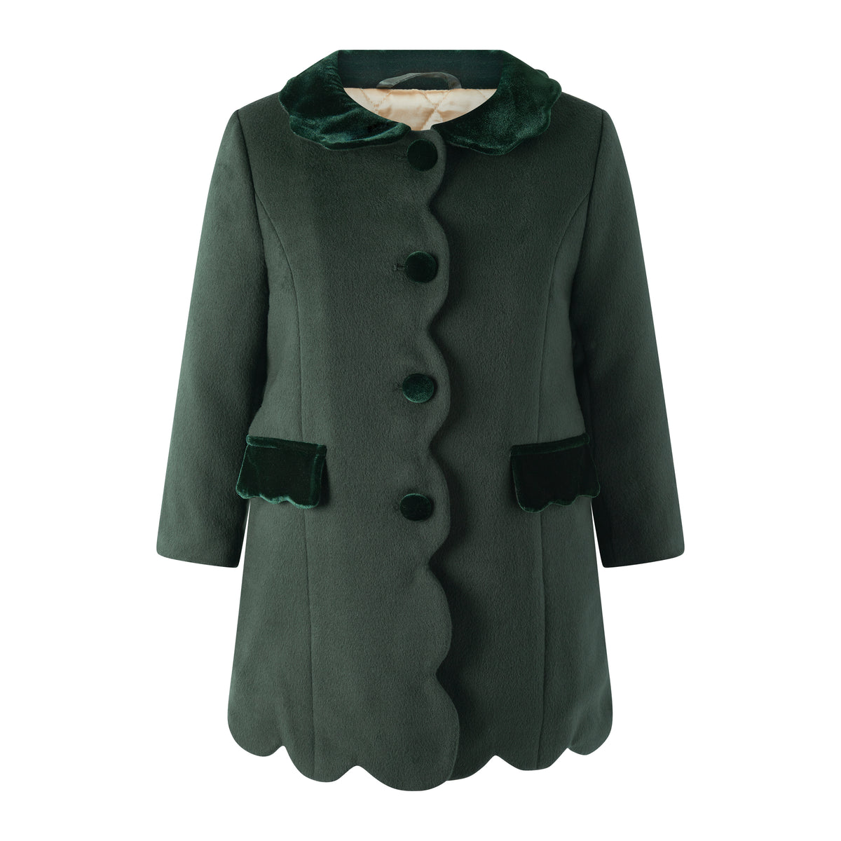 Green Scalloped Dress Coat