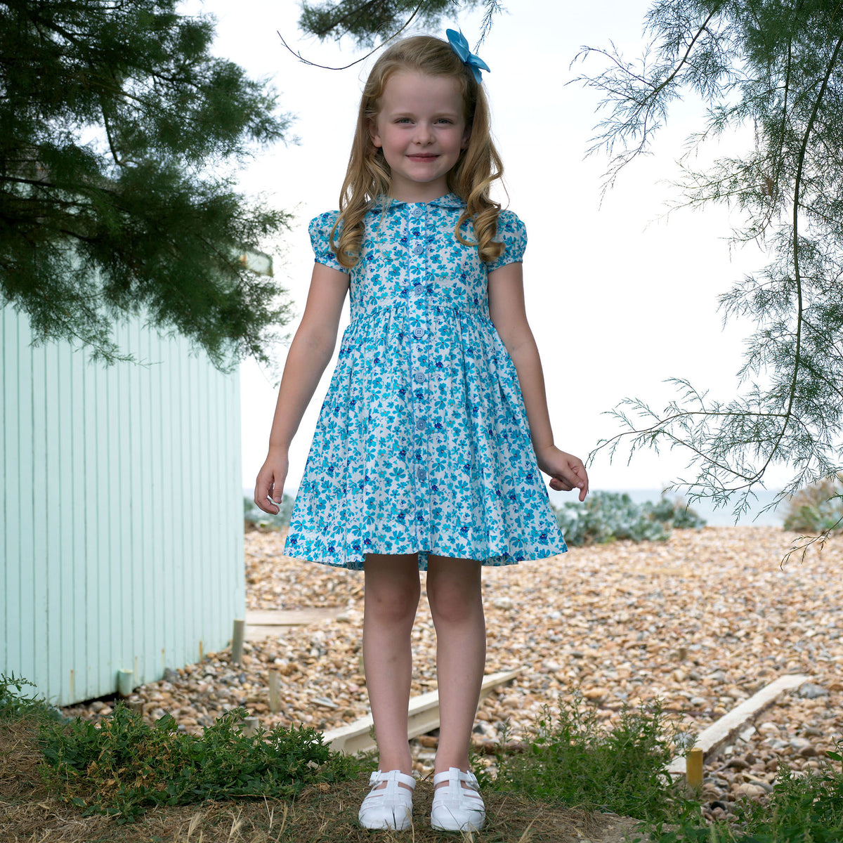 Blue Floral Button Front Dress Rachel Riley US