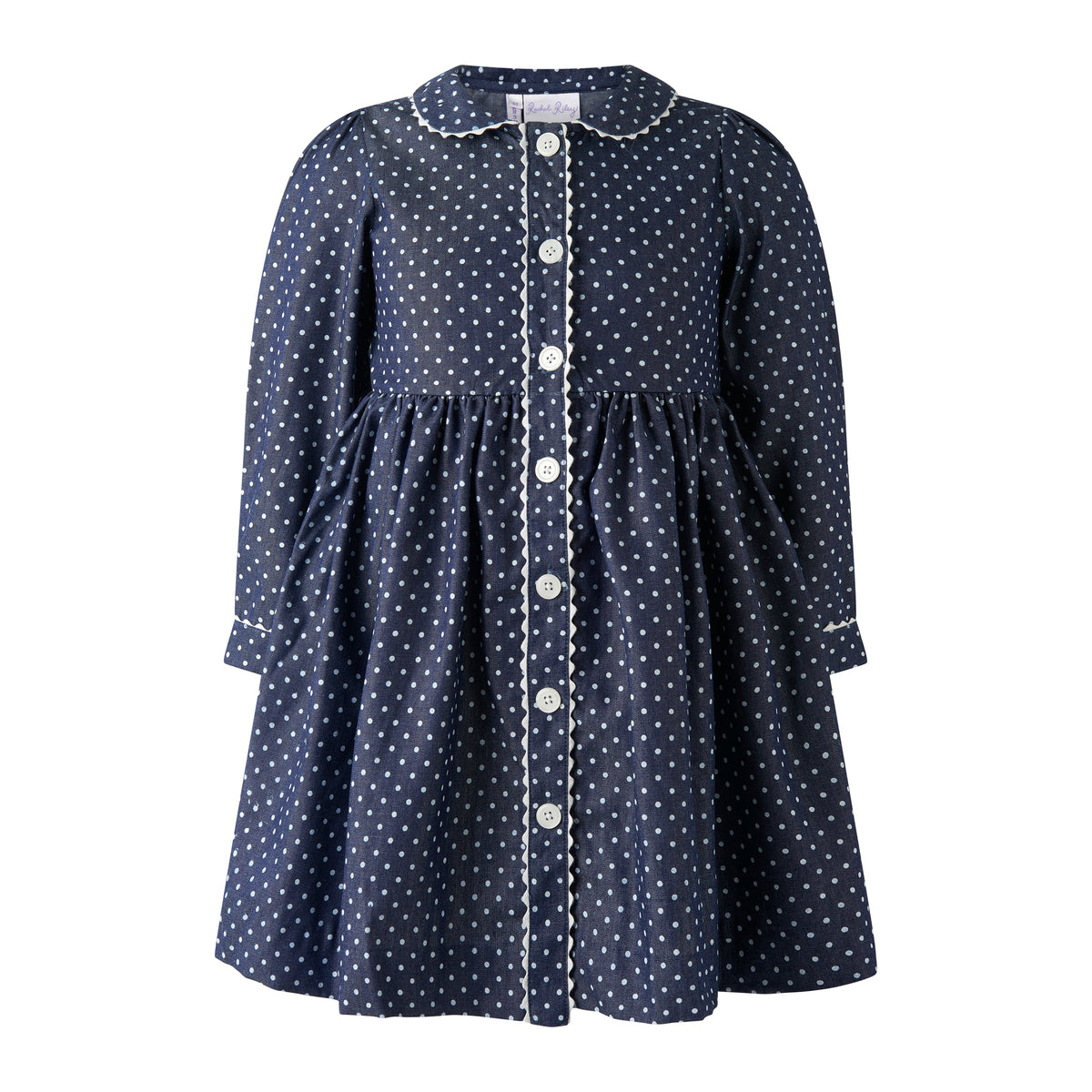 Polka Dot Button-Front Chambray Dress