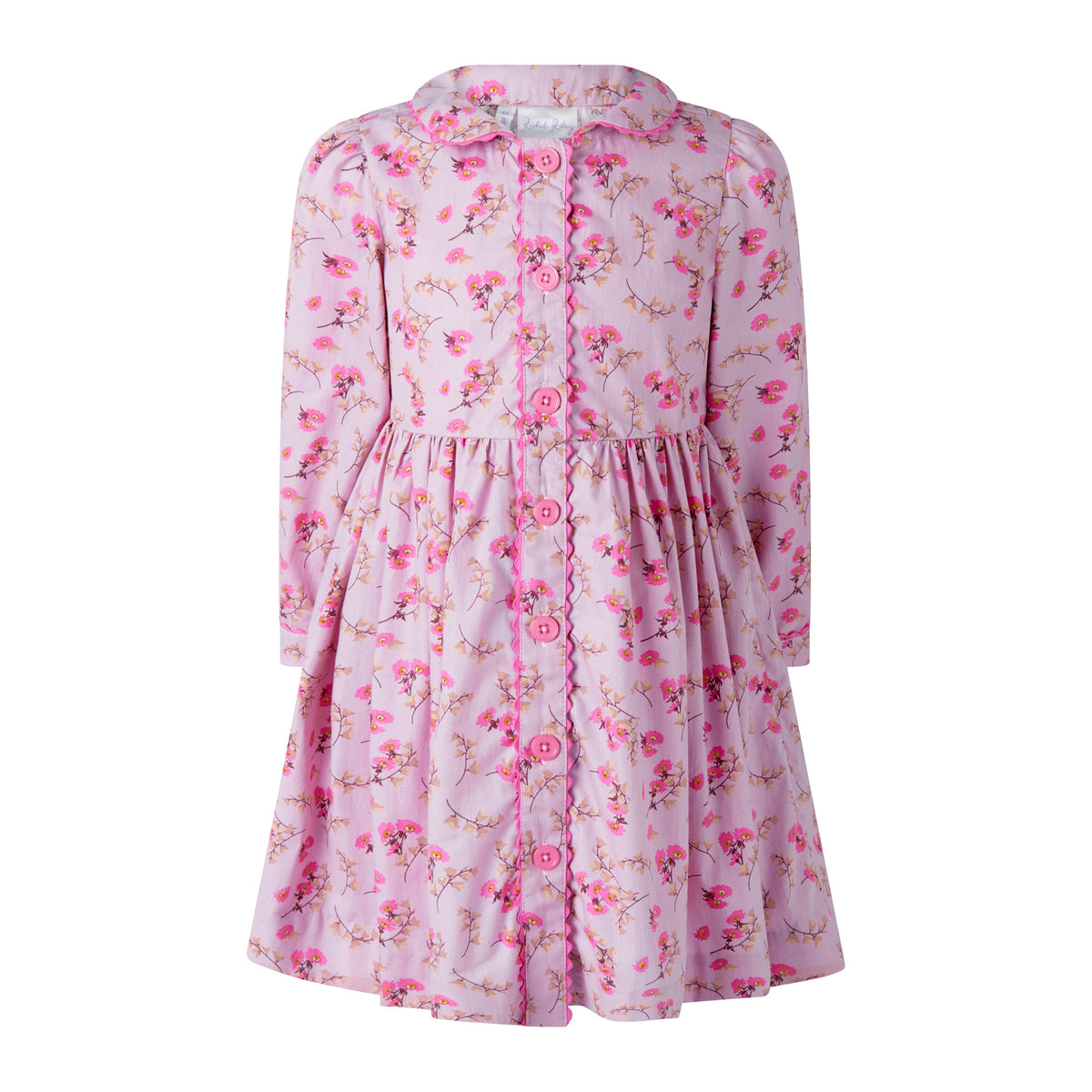 Pink Floral Foxglove Button-Front Dress Rachel Riley US