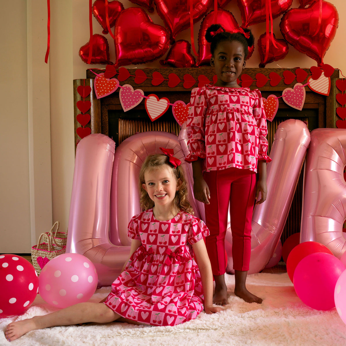 Cherry Heart Blouse & Leggings Set Rachel Riley US