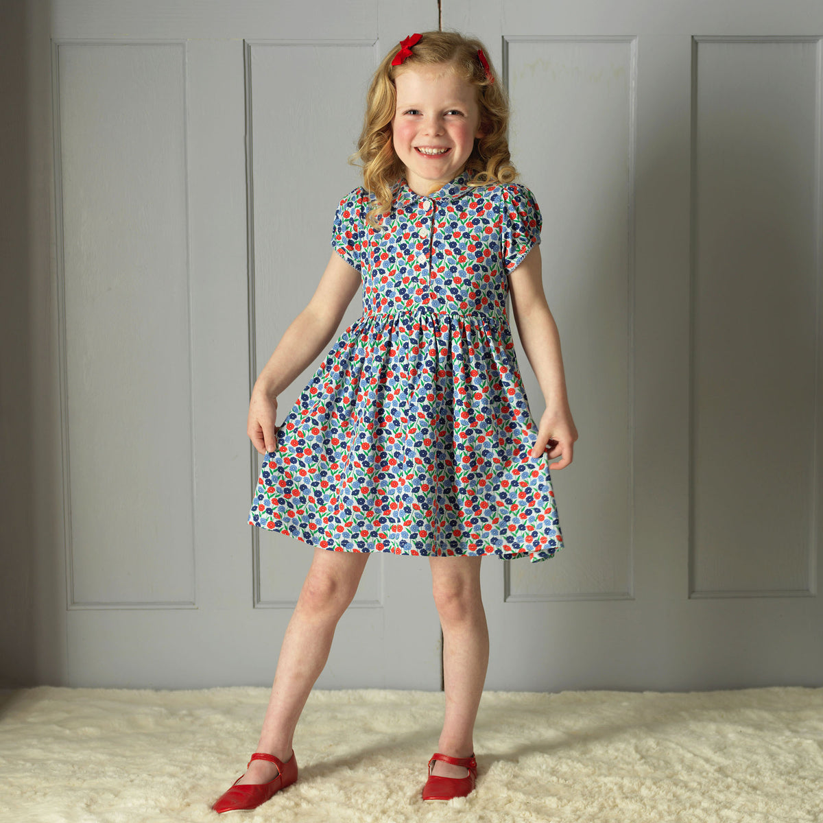 Blue Poppy Jersey Dress Rachel Riley US