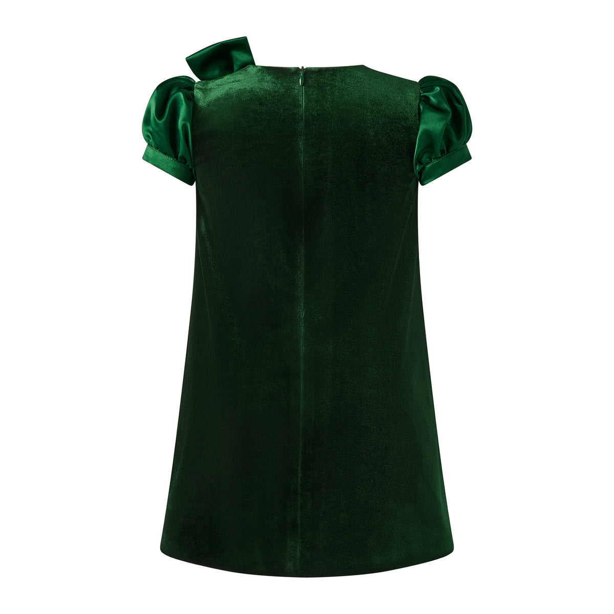 Green Satin Bow Velvet Dress Rachel Riley US