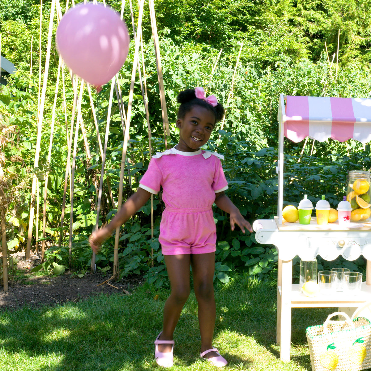 Pink Bow Towelling Playsuit Rachel Riley US