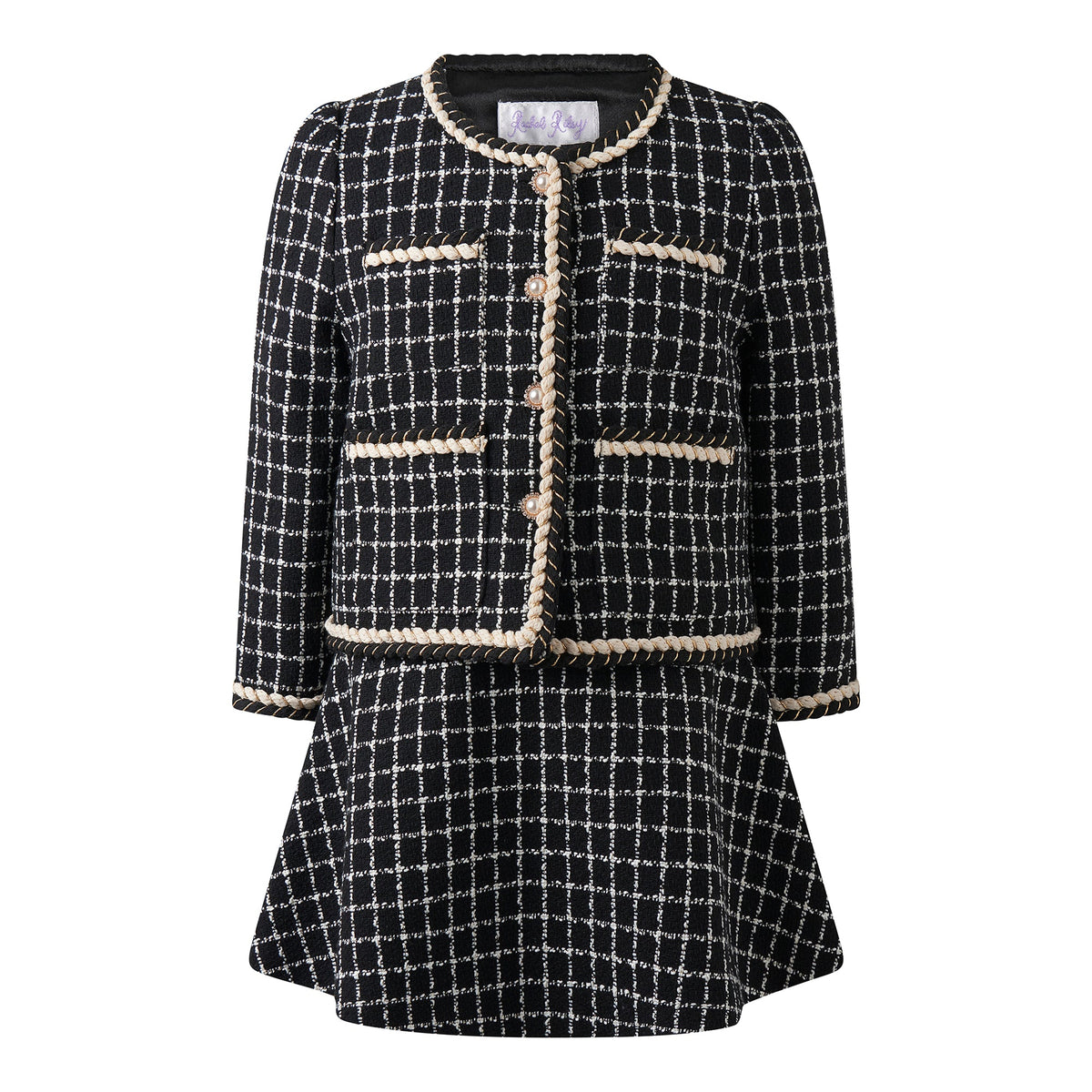 Black & Ivory Tweed Jacket and Skirt Set Rachel Riley US