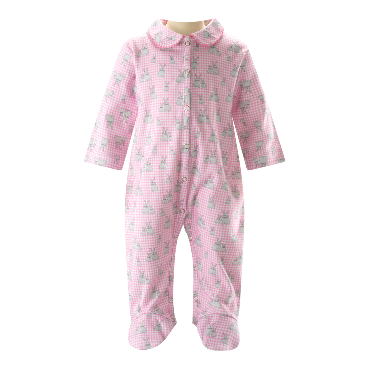 Pink Gingham Bunny Footie Rachel Riley US