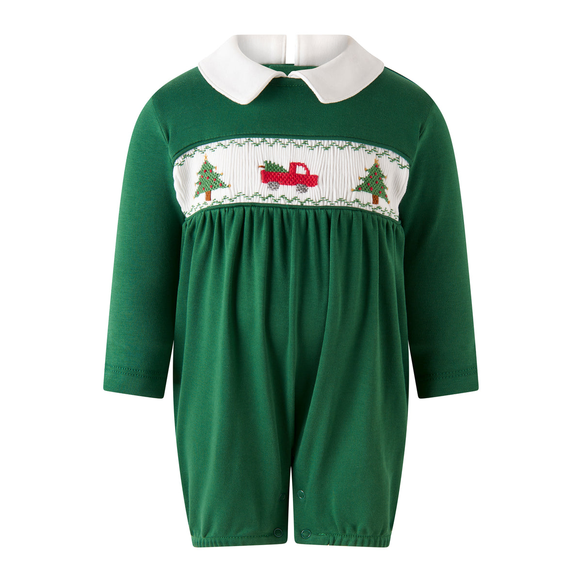 Pima Christmas Tree Smocked Babysuit