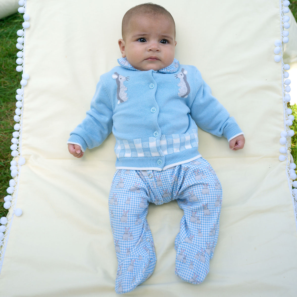 Blue Gingham Bunny Cardigan Rachel Riley US