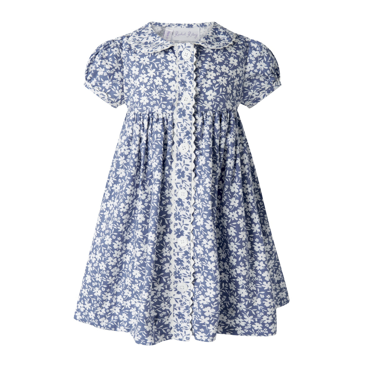Blue Floral Button-Front Dress & Bloomers Rachel Riley US