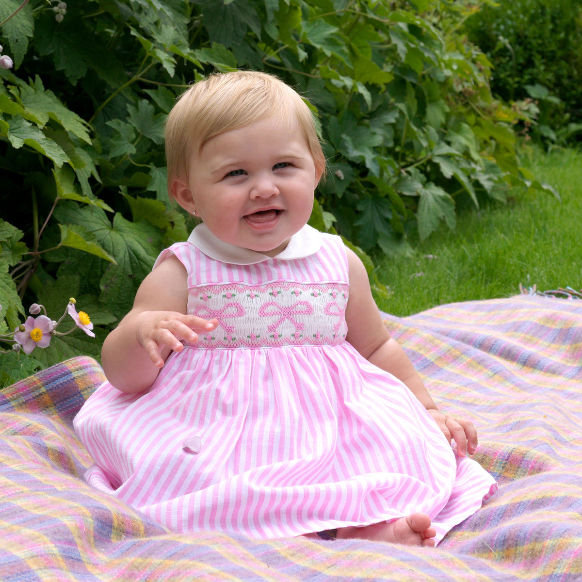 Bow Smocked Striped Dress and Bloomers Rachel Riley US