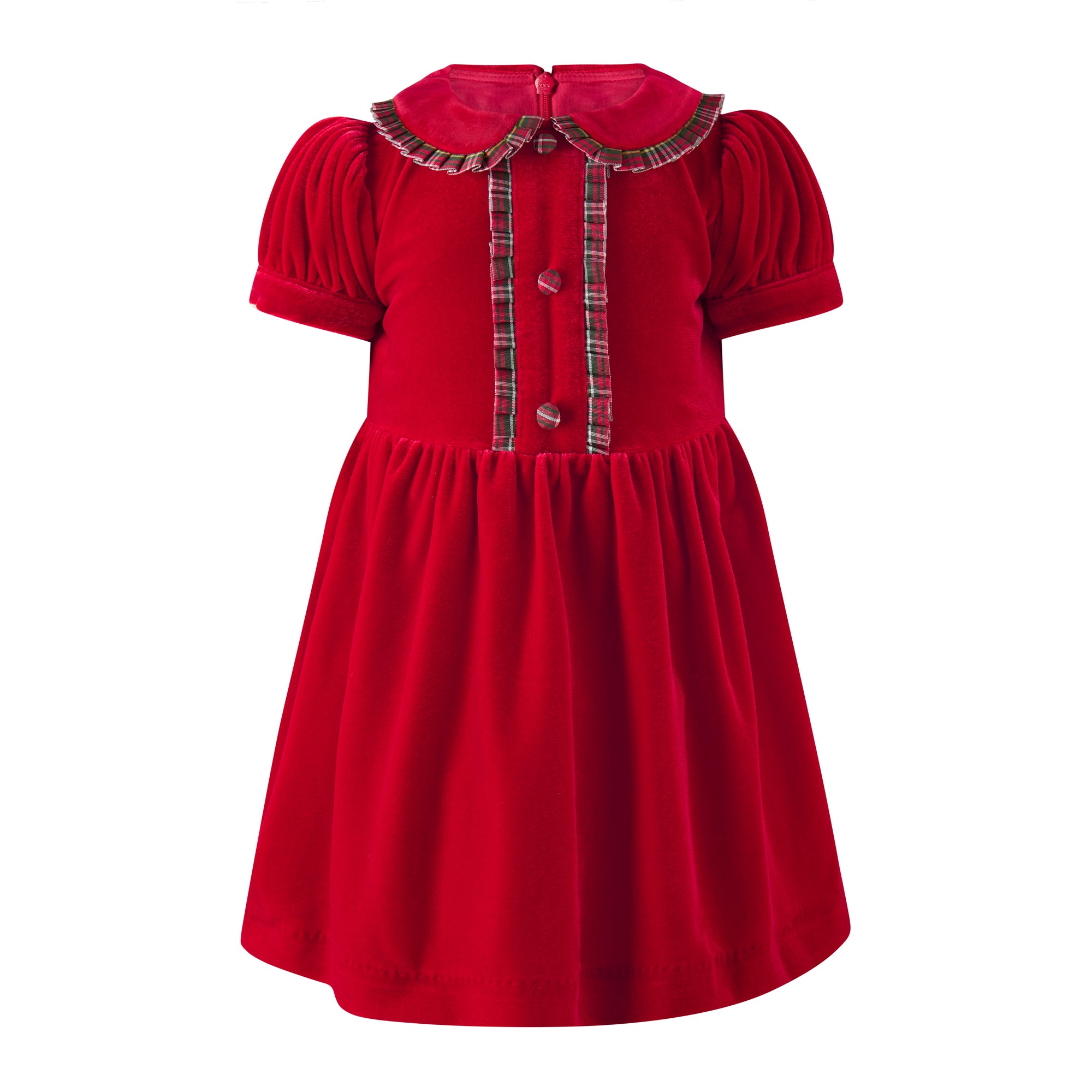 Red Velvet Tartan Trim Dress 6-12m / Red