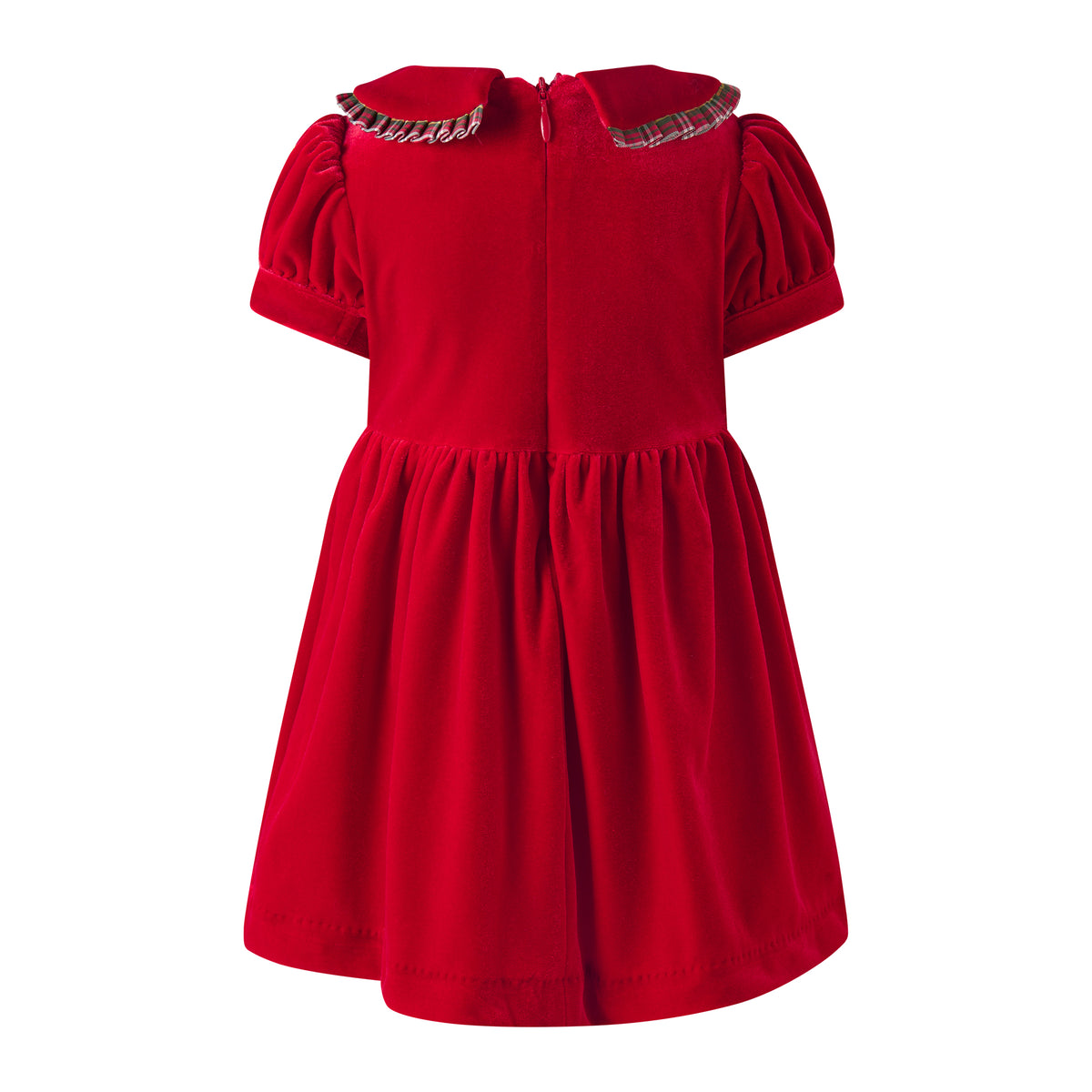 Baby Red Velvet Tartan Trim Dress Rachel Riley US