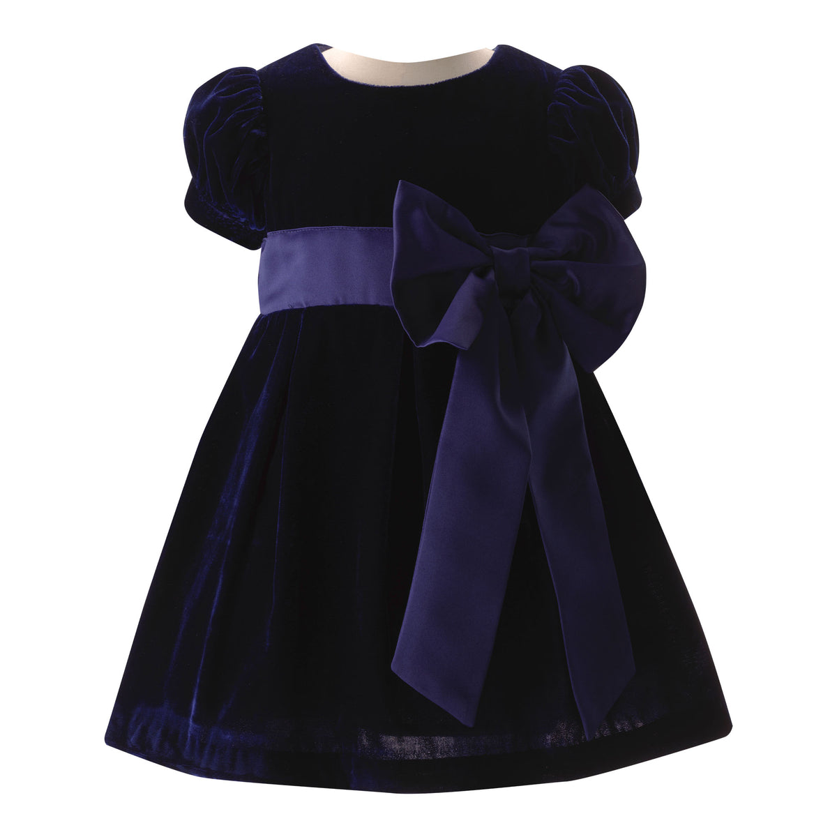 Baby Crushed Velvet Bow Dress Rachel Riley US