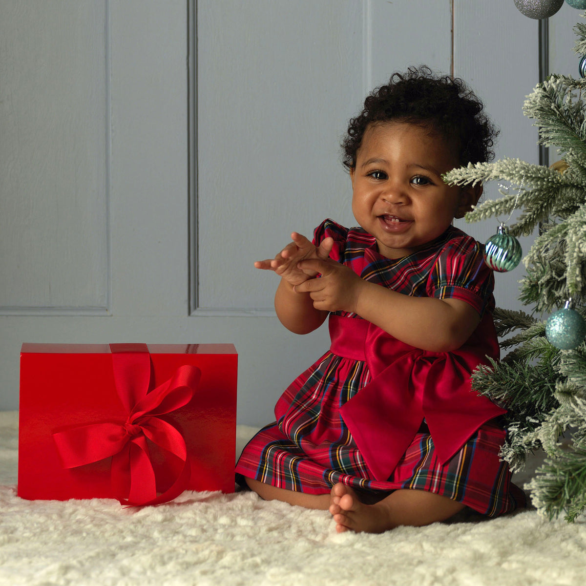 Baby Red Tartan Bow Dress