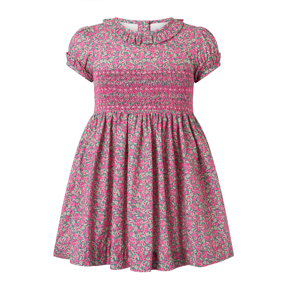 Fuchsia Floral Smocked Dress