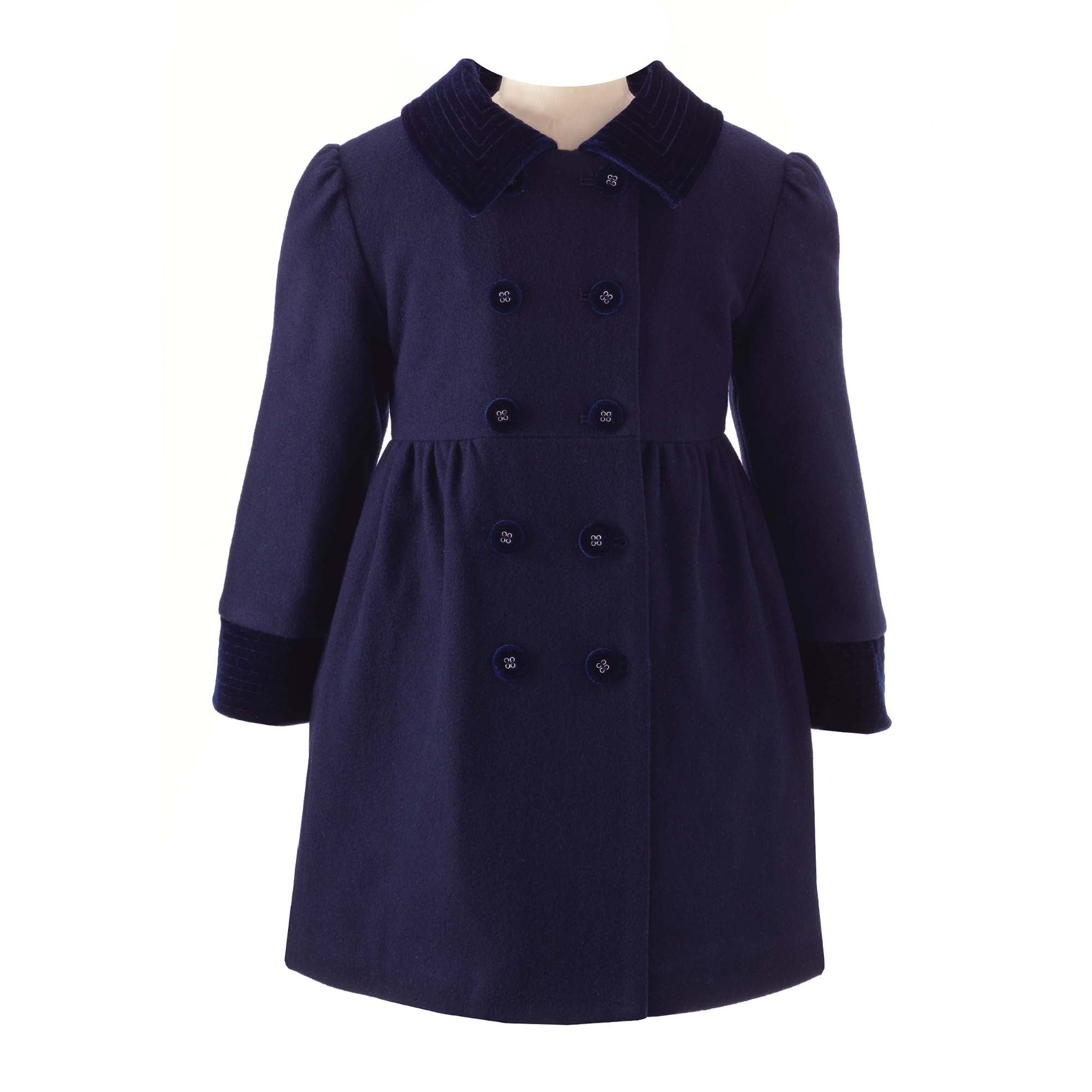 Navy Velvet Trim Coat - Vintage Kids Fashion – Rachel Riley US