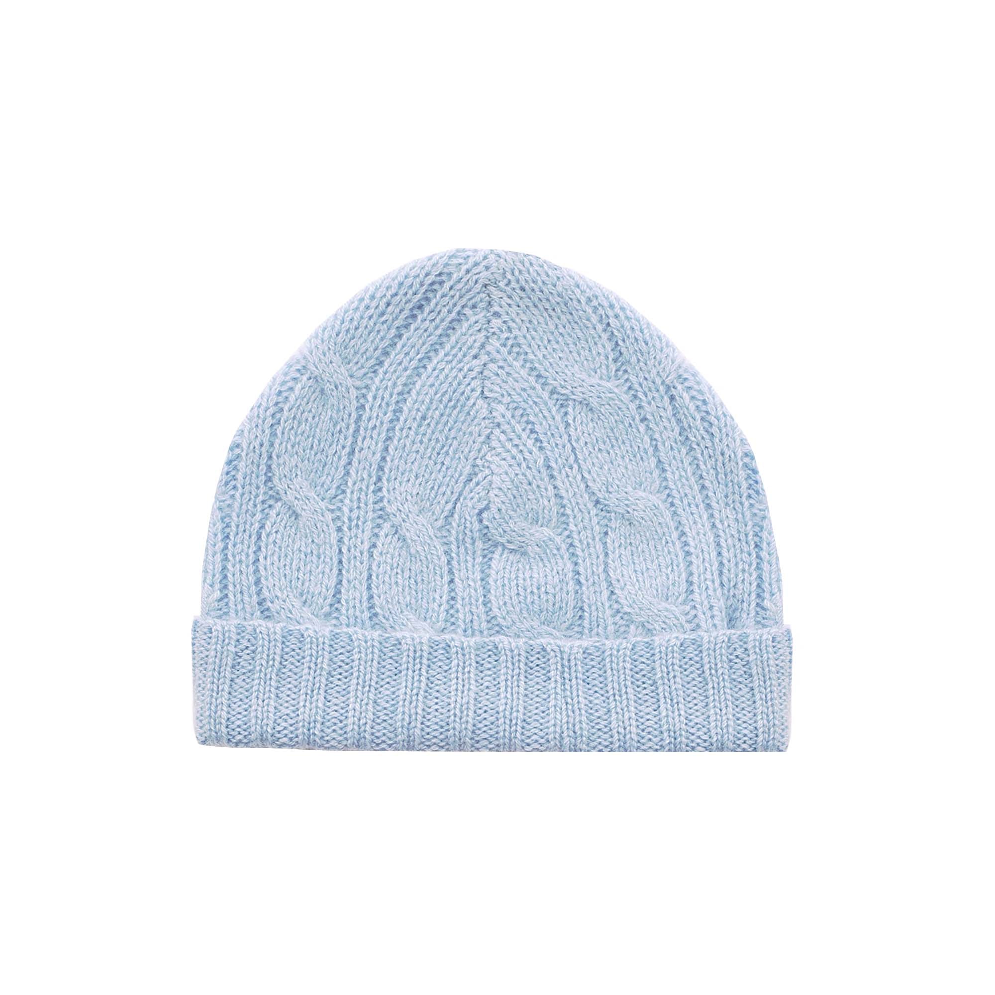 Portolano Cable Knit 100% Cashmere Beanie EUC Light Blue Anthropologie BEANIE IN CABLES DESIGN – PORTOLANO main image 4