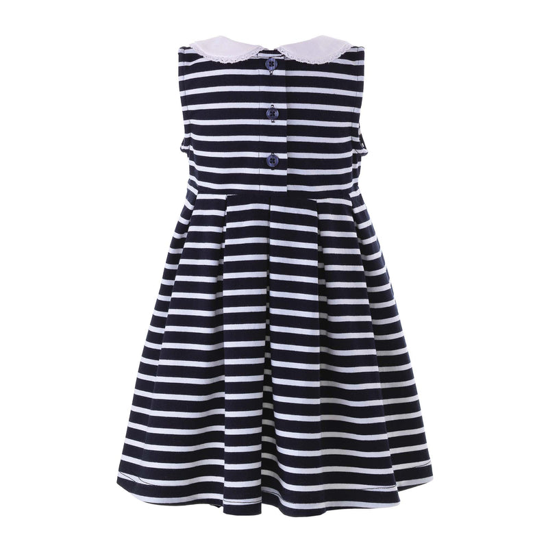 Navy Breton Stripe Jersey Dress, Baby Rachel Riley