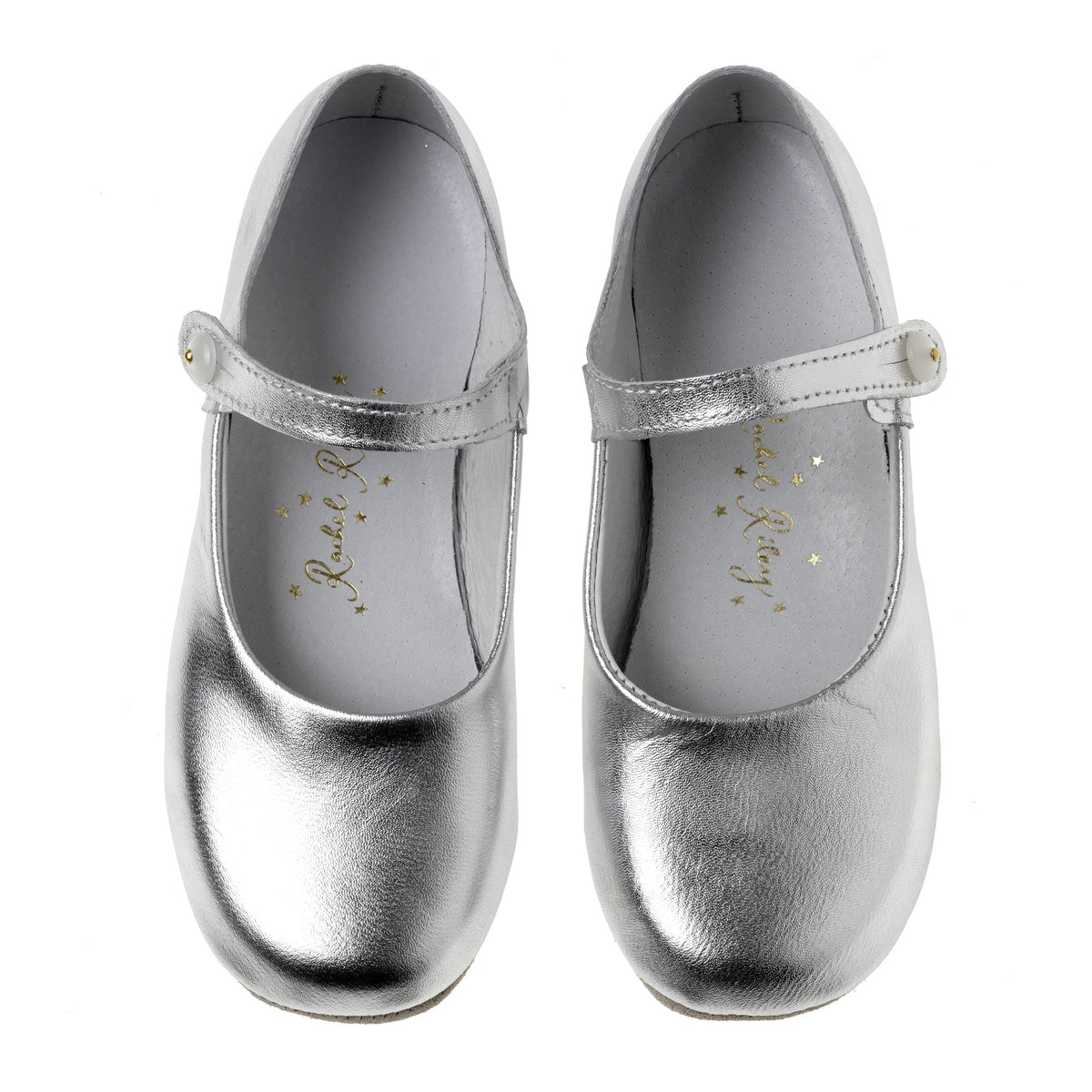 Button Strap Slipper, Silver Rachel Riley US