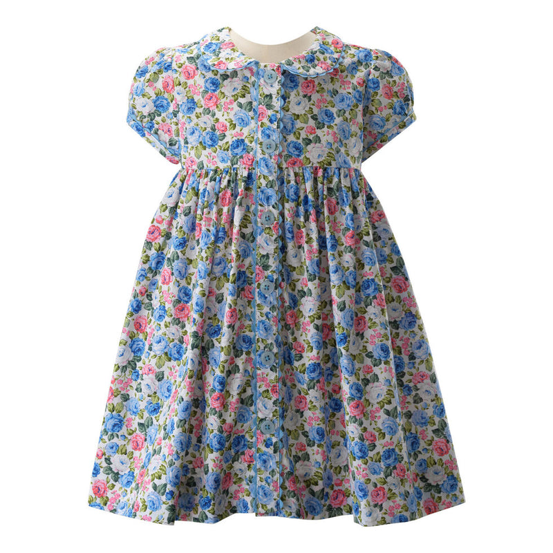 Blue Rose Button Front Dress & Bloomers
