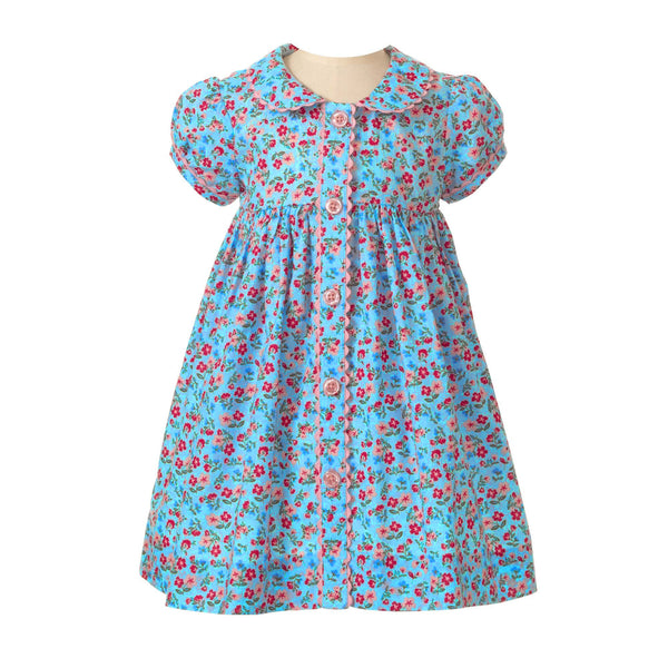 Blue Floral Button Front Dress & Bloomer Rachel Riley US