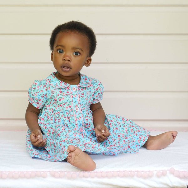 Blue Floral Button Front Dress & Bloomer Rachel Riley US