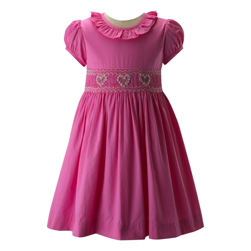 Heart Smocked Frill Collar Dress