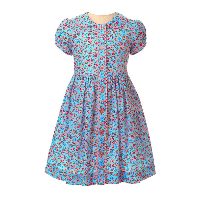 Blue Floral Button Front Dress 8y Blue Floral Button Front Dress 8y