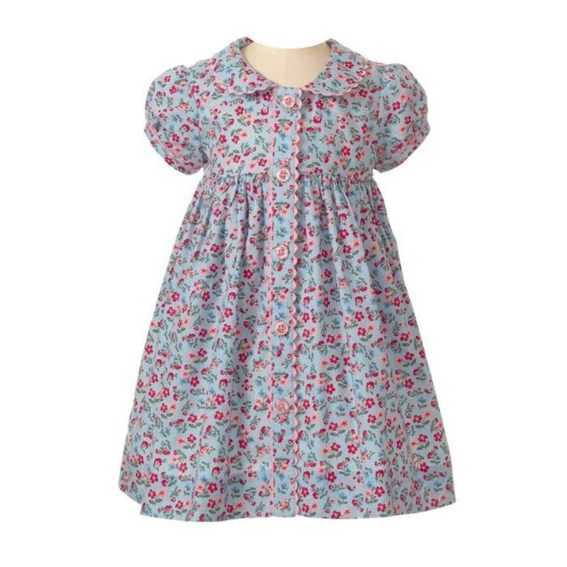 Blue Floral Button Front Dress & Bloomer