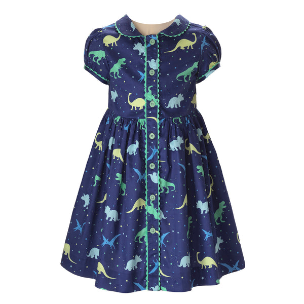 Dinosaur Button-Front Dress Rachel Riley