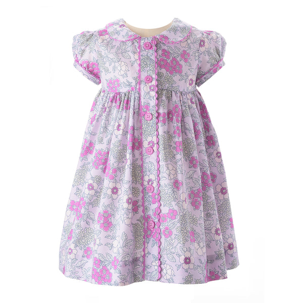 Lilac Floral Button-Front Dress & Bloomers Rachel Riley