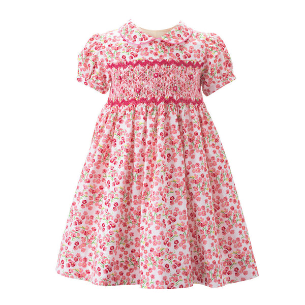 floral smock dress Forget-me-not Smocked Dress & Bloomers 12m