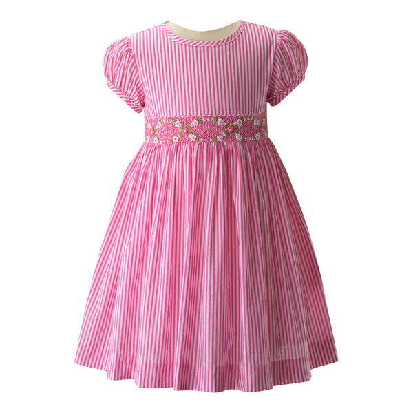 Pink Stripe Garland Smocked Dress Rachel Riley