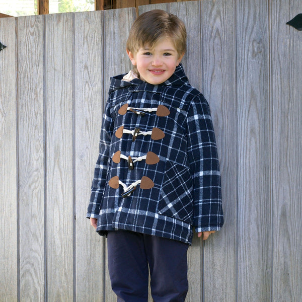 Navy Check Duffle Coat Rachel Riley US