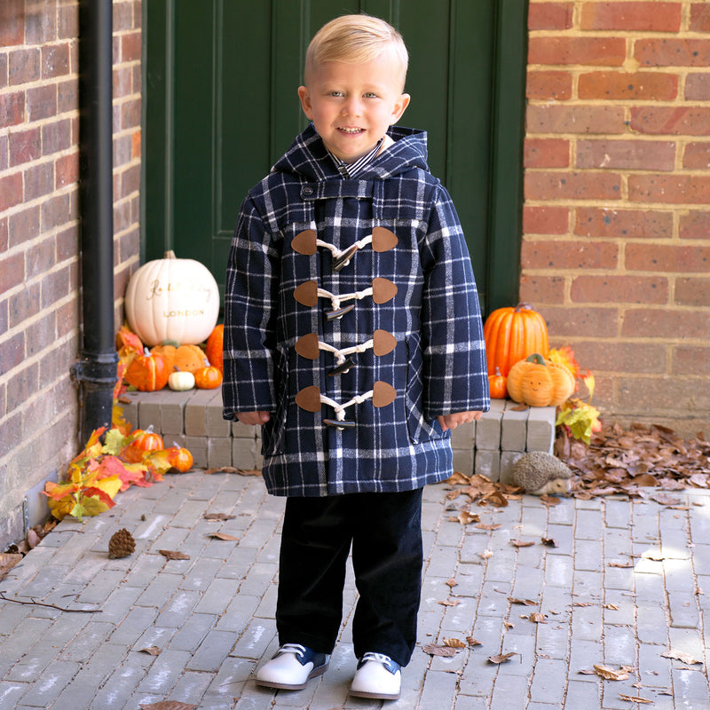 Navy Check Duffle Coat Rachel Riley US