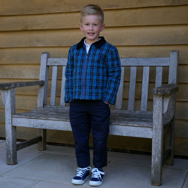 Blue Check Quilted Jacket