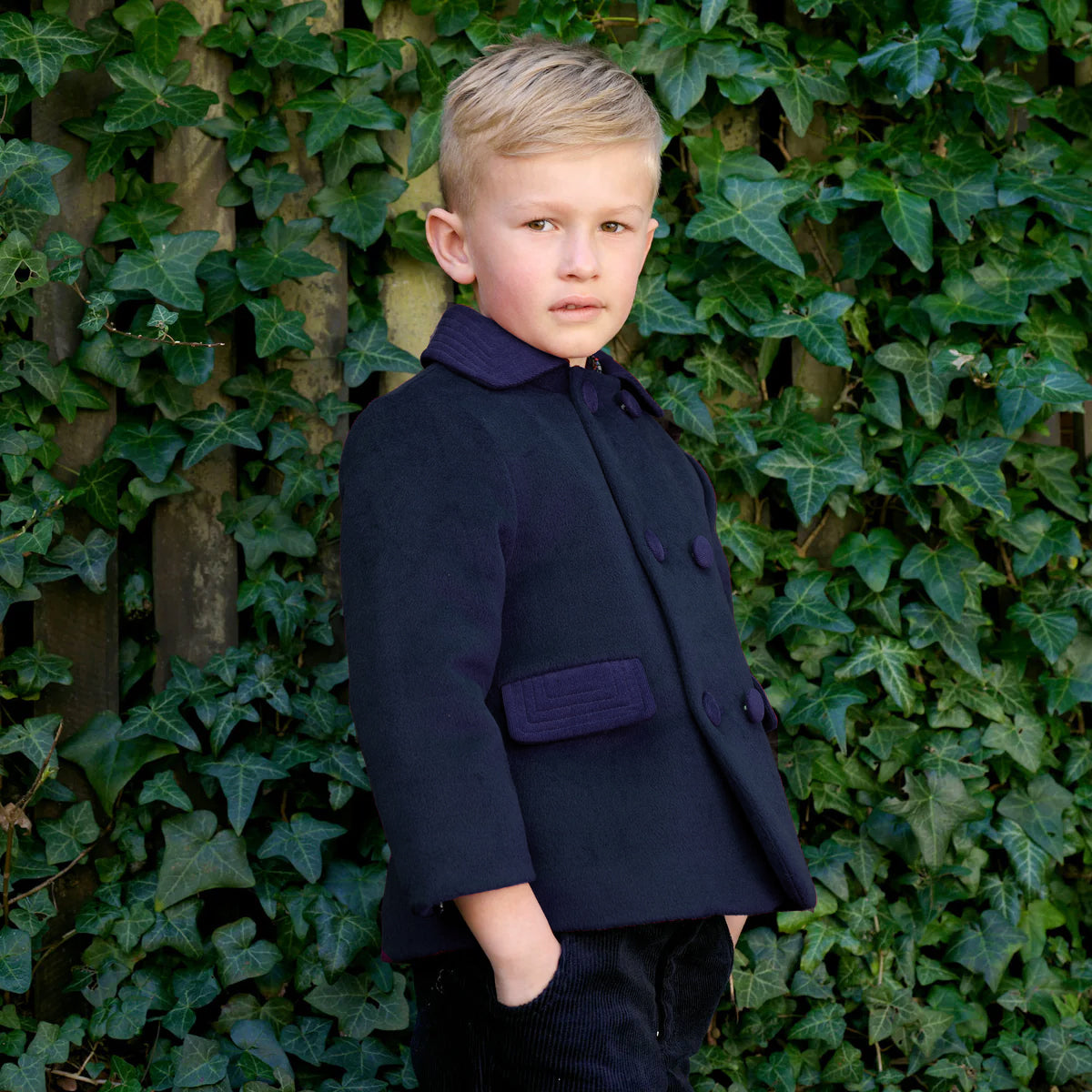 Navy Double Breasted Coat Rachel Riley US