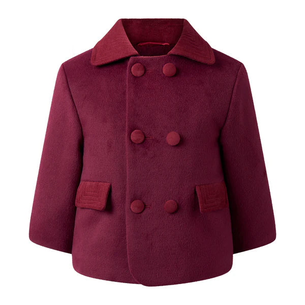 Burgundy Double Breasted Coat and Bonnet Rachel Riley US