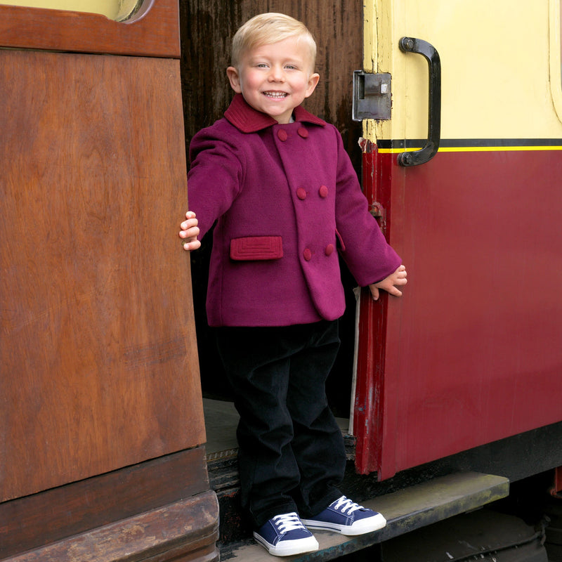 Burgundy Double Breasted Coat Rachel Riley US