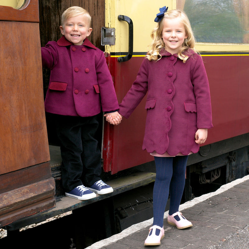 Burgundy Double Breasted Coat Rachel Riley US