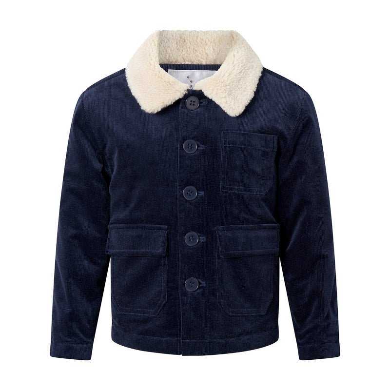 Navy Corduroy & Shearling Jacket Rachel Riley US