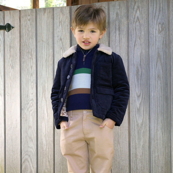 Navy Corduroy & Shearling Jacket Rachel Riley US