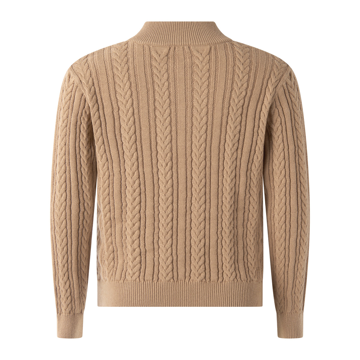 Half-zip Cable Knit Sweater, Brown