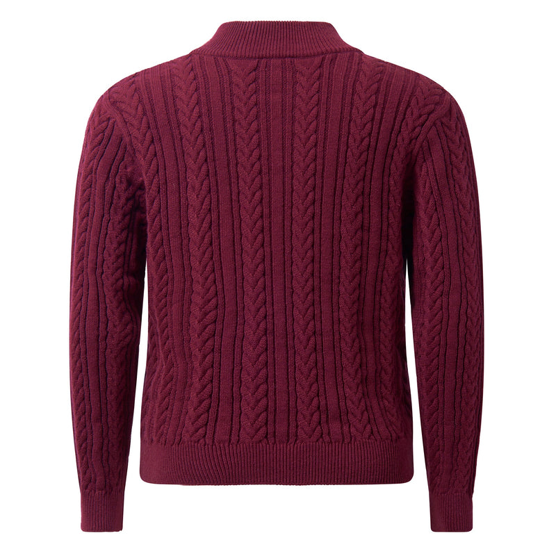 Burgundy Half-Zip Cable Knit Sweater Rachel Riley US