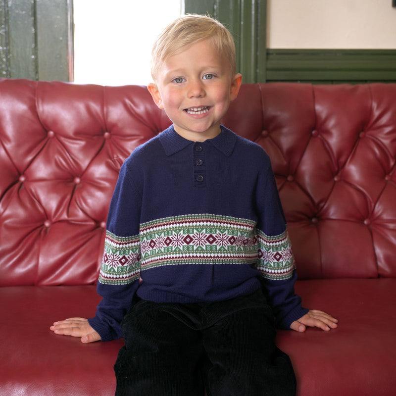 Navy Fairisle Collar Sweater Rachel Riley US