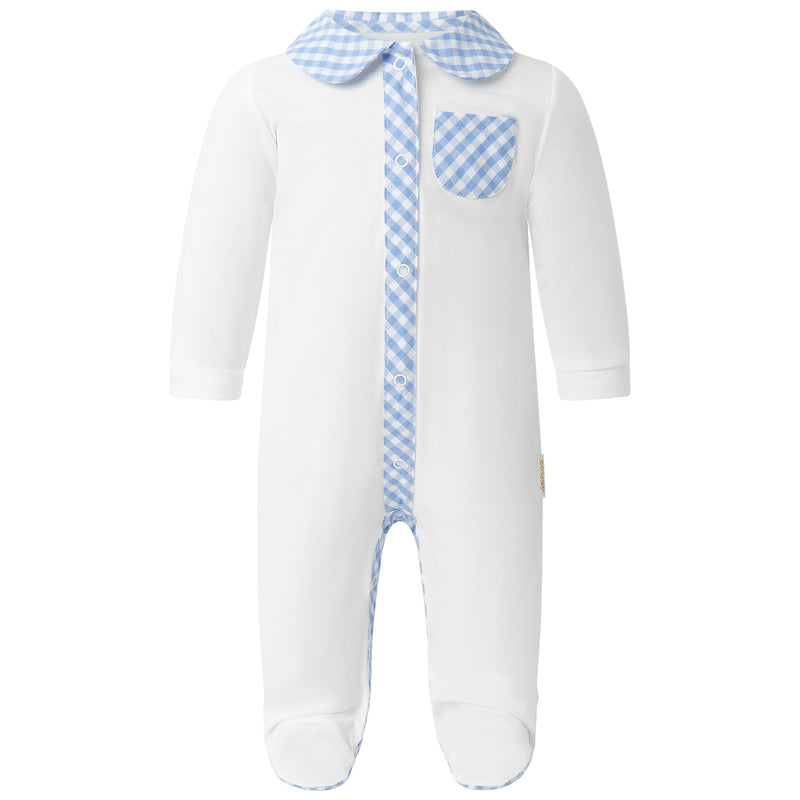 Blue Gingham Check Babygro